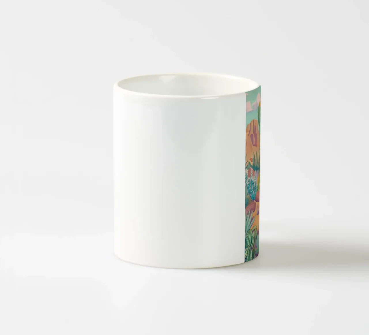 Vibrante paesaggio desertico con cactus tazza in ceramica da Melloi Art Print