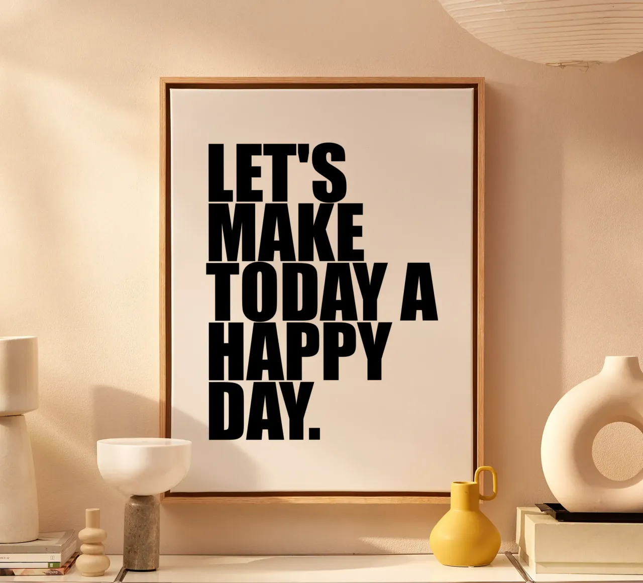 Let's Make Today A Happy Day canvas with Floater frame by Inspirify