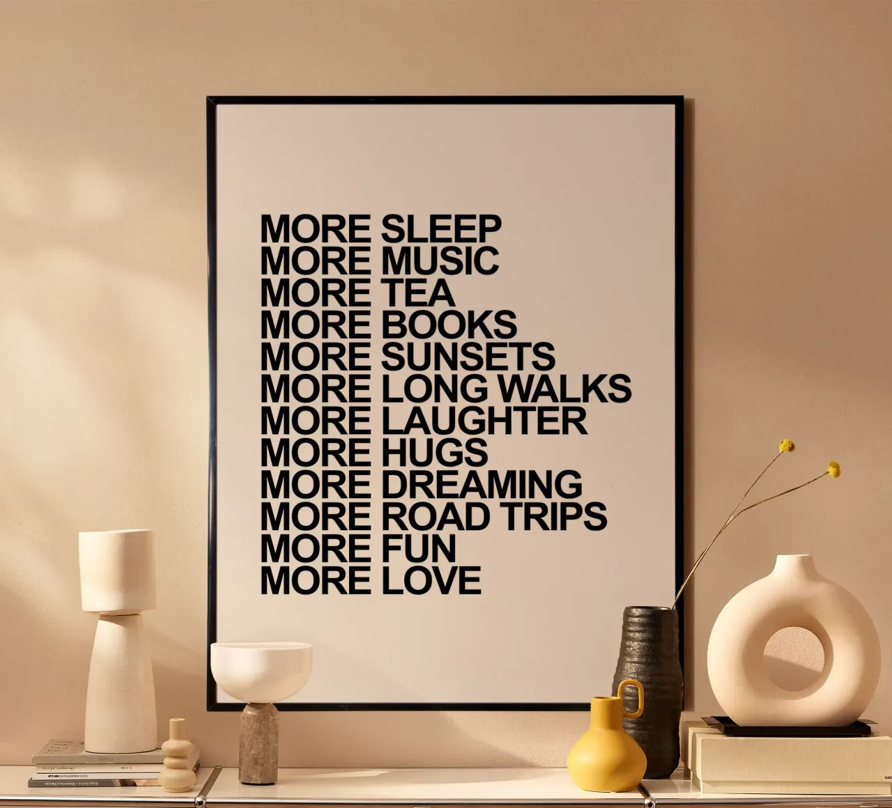 Più sonno Più musica Più tè Più libri Più tramonti carta hahnemühle da Inspirify
