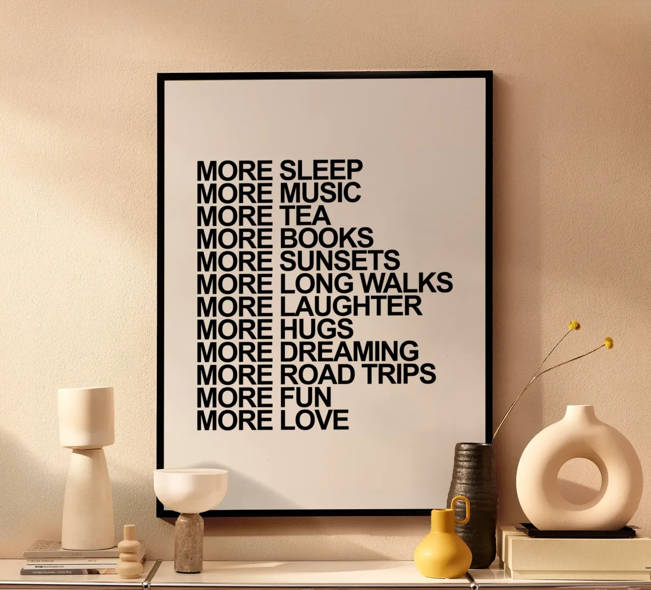 Più sonno Più musica Più tè Più libri Più tramonti carta hahnemühle da Inspirify