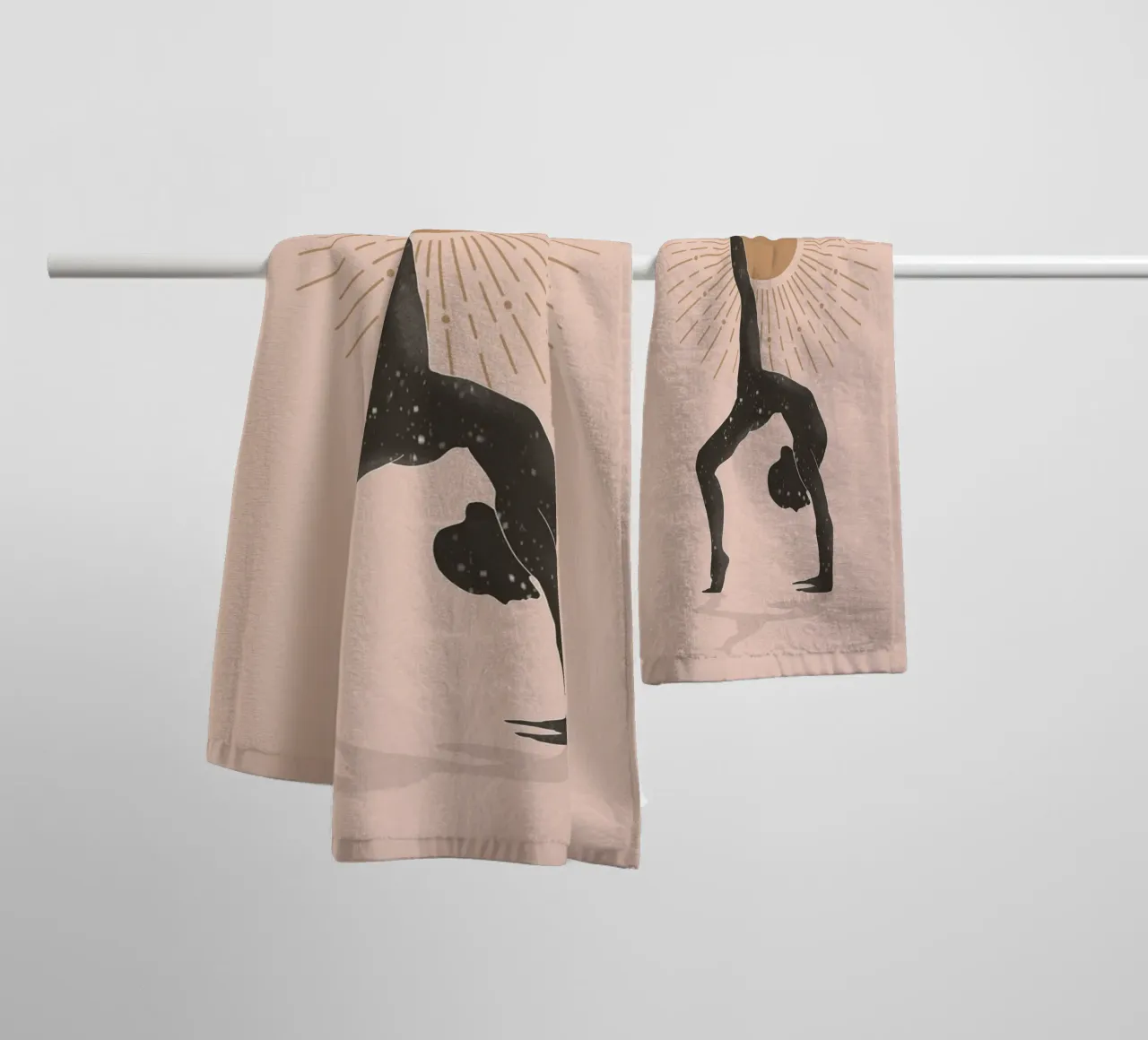 Minimalistische abstracte kunst-Yoga 15 badhanddoek van ThingDesign
