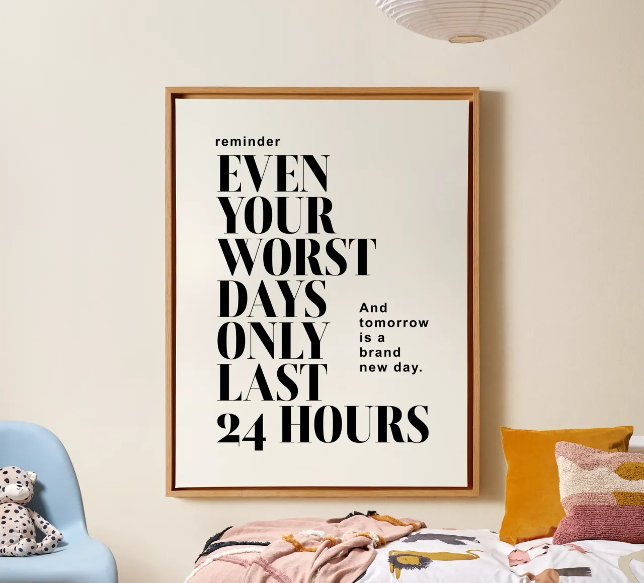 Reminder: Even Your Worst Days Only Last 24 Hours canvas by Inspirify