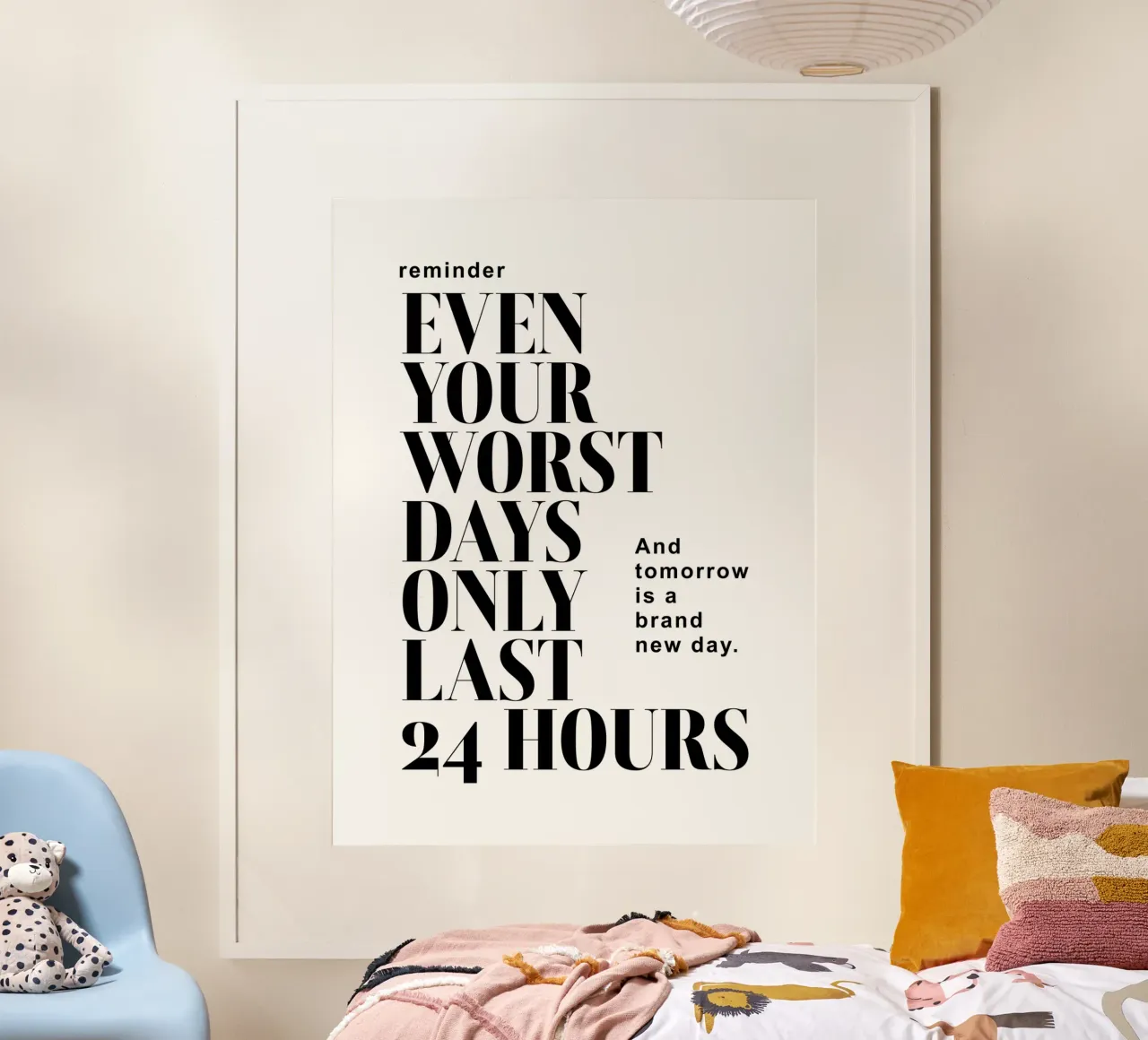 Promemoria: Anche i vostri giorni peggiori durano solo 24 ore poster con telaio in alluminio da Inspirify