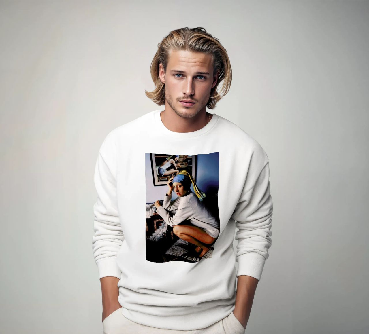Girl with Pearl Earring Double sudadera de Paste in Place
