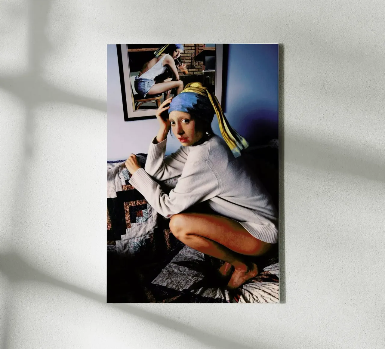 Girl with Pearl Earring Double tela con Cornice a cassetta da Paste in Place