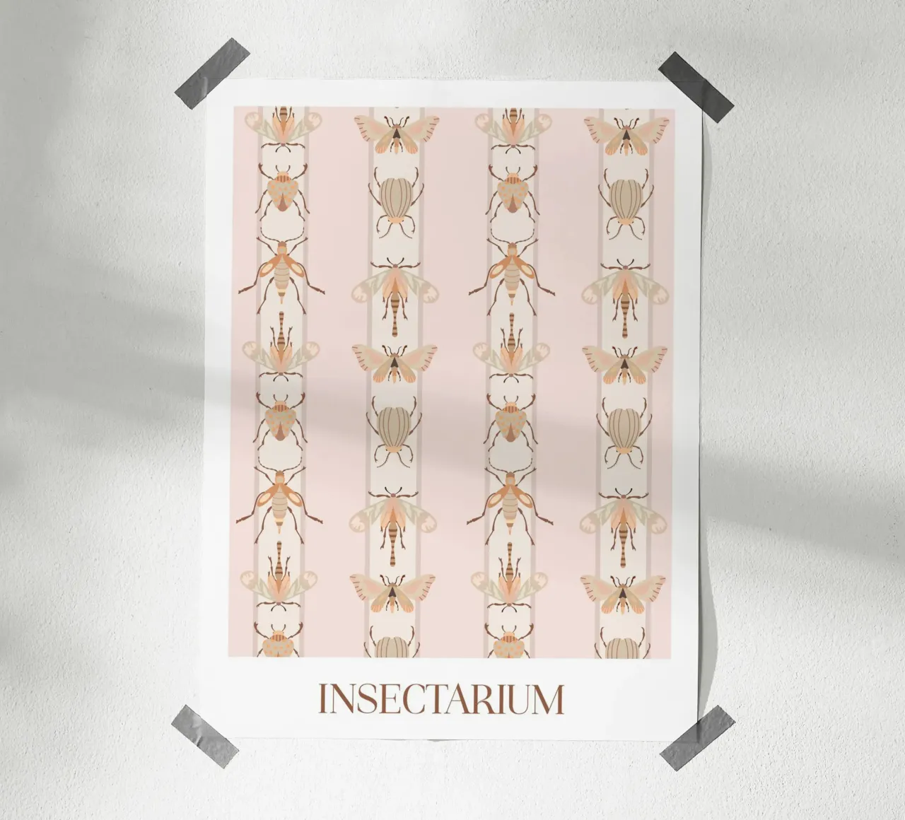 Insectarium Striped Pattern Print poster with aluminum frame by CoelfenArt