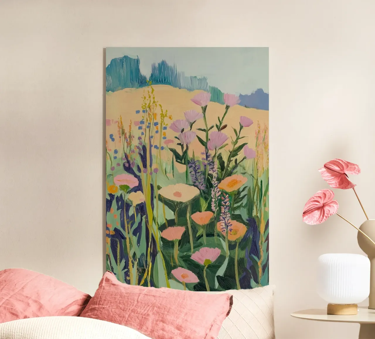 Colorful Wildflower Meadow Art acrylic glass by Melloi Art Print