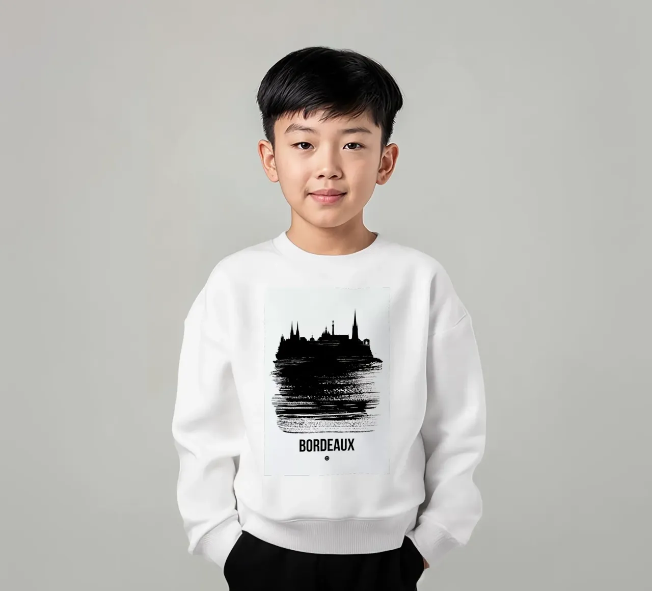 Bordeaux Skyline Brush Stroke felpa bambino da Naxart