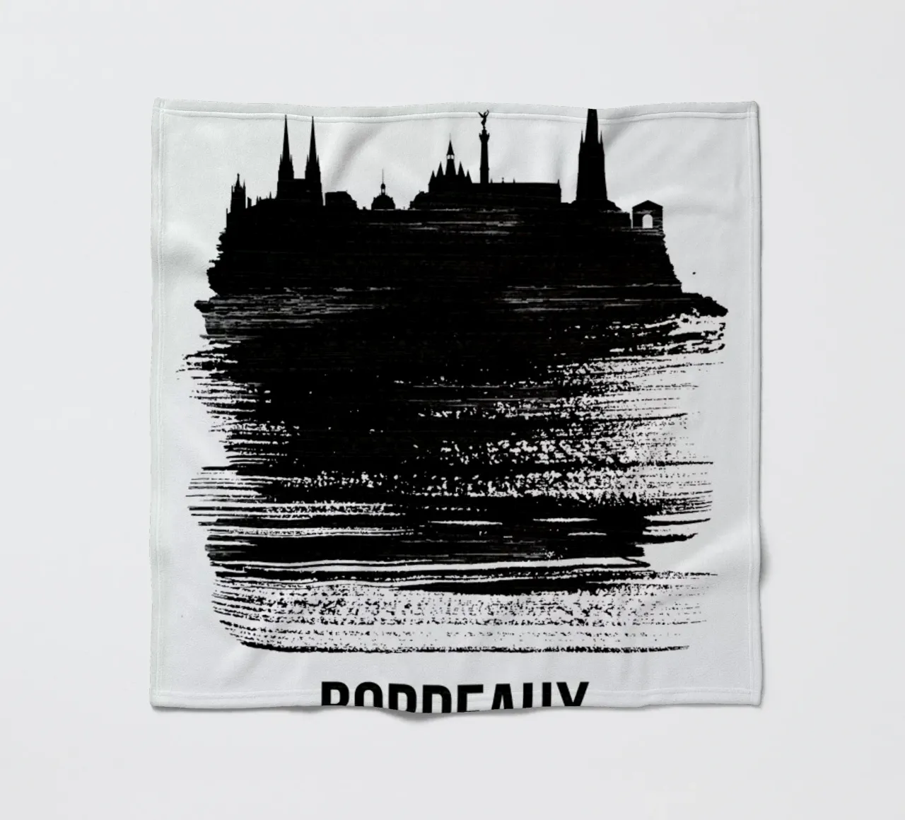 Bordeaux Skyline Brush Stroke fleece blanket by Naxart