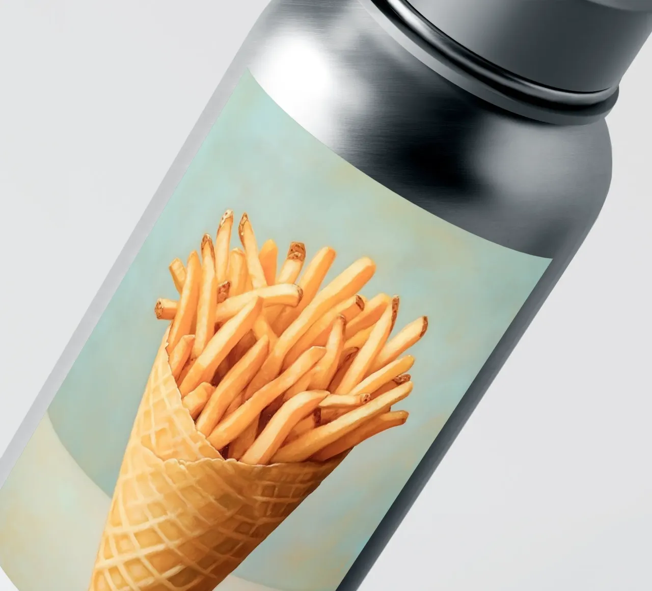 French fries in ice-cream cone sticker by Carinaprint