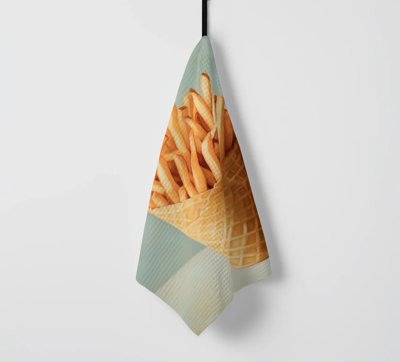 Patatine fritte in un cono gelato canovaccio da cucina da Carinaprint