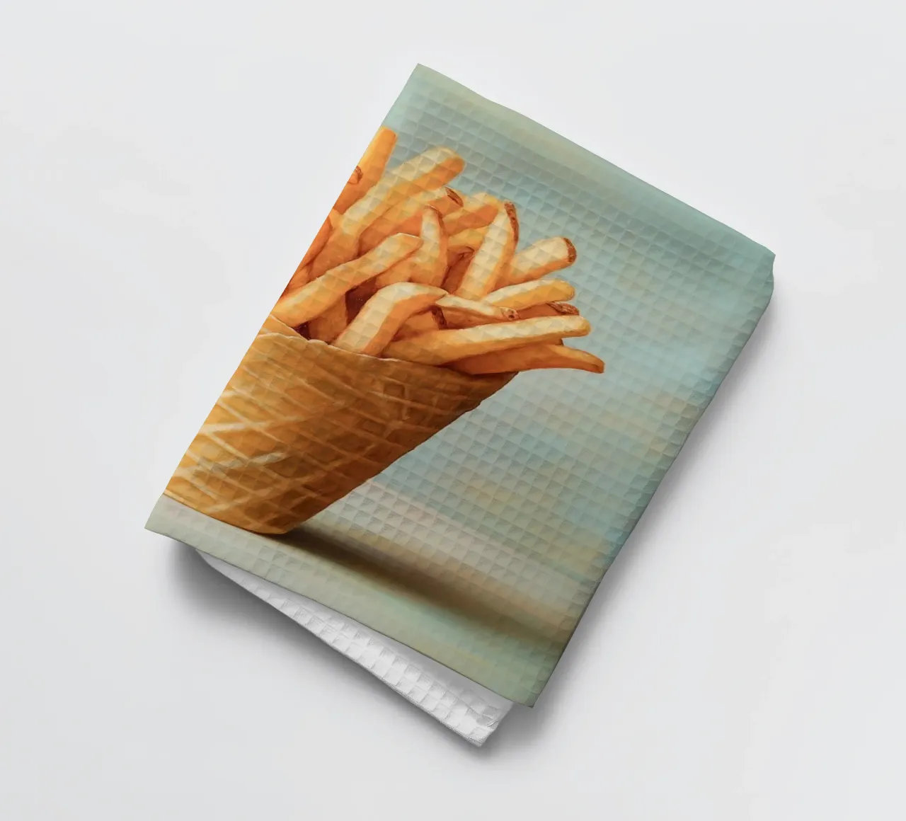 Patatine fritte in un cono gelato canovaccio da cucina da Carinaprint
