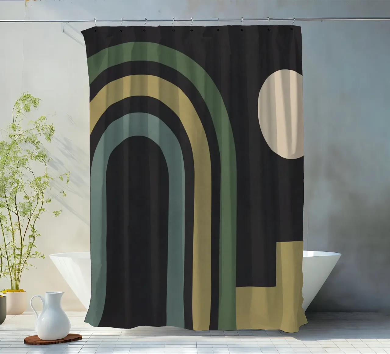 geometric abstract 145 shower curtain by Gaite