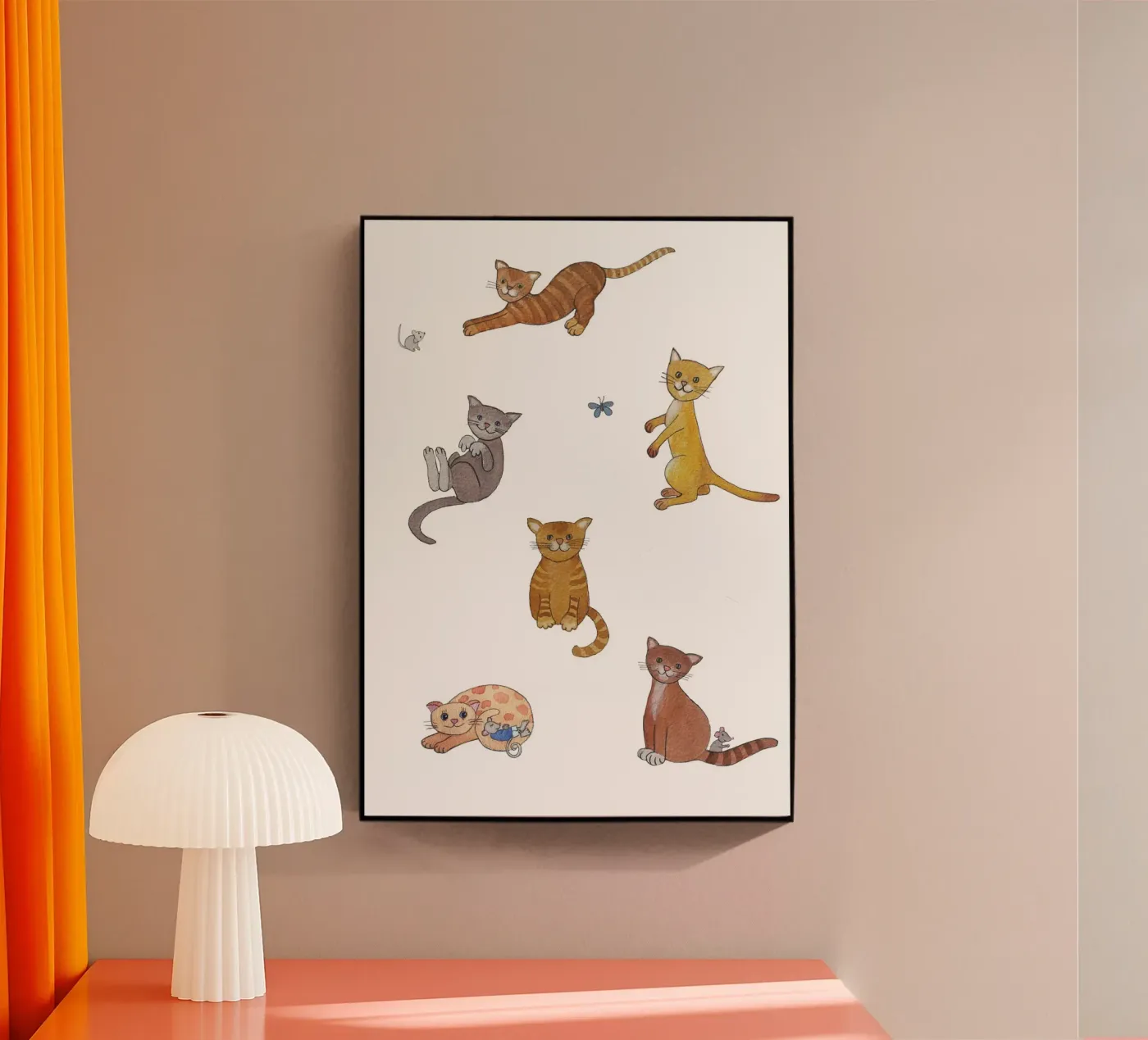 zes katten en muizen acryl van Farbwelten