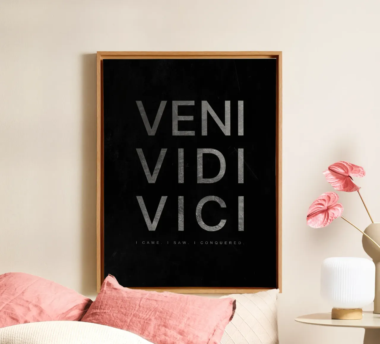 Veni Vidi Vici I Came. I Saw. I Conquered. canvas with Floater frame by Inspirify