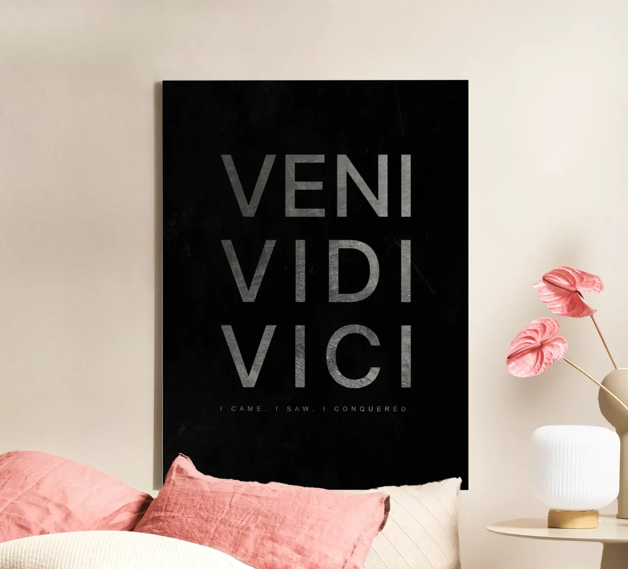 Veni Vidi Vici I Came. I Saw. I Conquered. canvas with Floater frame by Inspirify