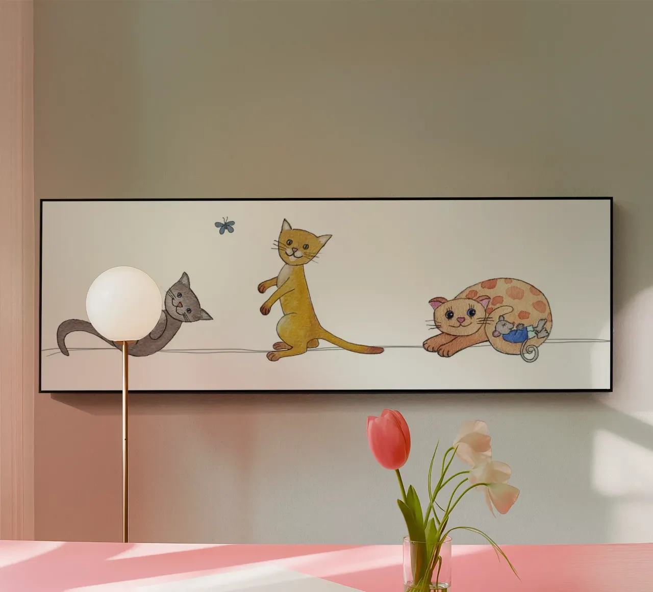 Tre gatti, una farfalla, un topo plexiglass da Farbwelten