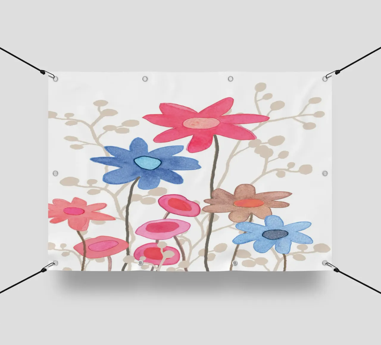 Fiori in rosso e blu telo in pvc da Farbwelten