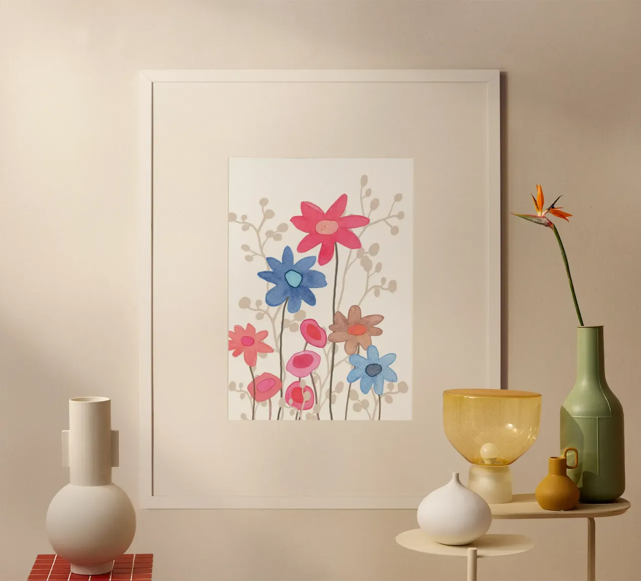 Fiori in rosso e blu poster da Farbwelten
