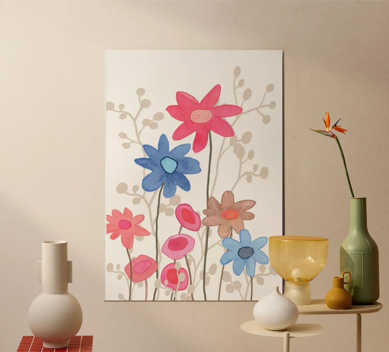 Fiori in rosso e blu poster da Farbwelten