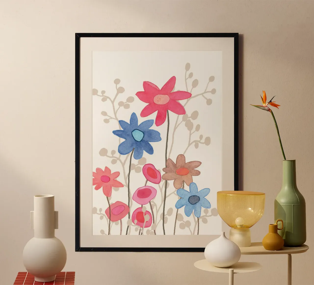 Fiori in rosso e blu poster da Farbwelten