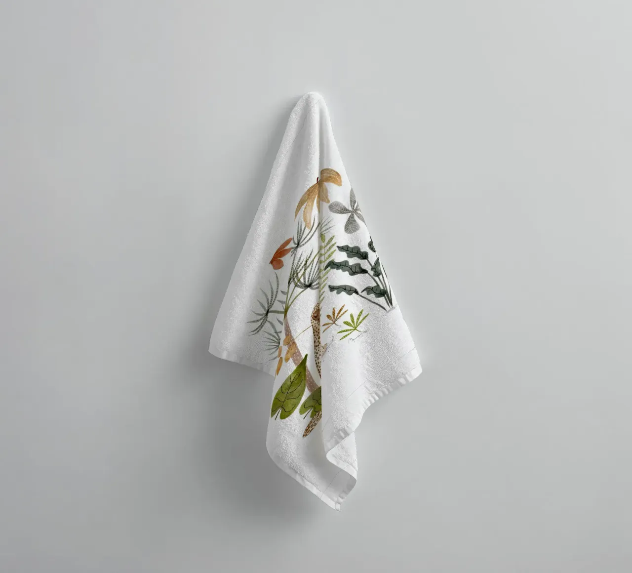 Leopard in Lush Jungle Botanical Illustration Art Print towel by Urchin Bay Art