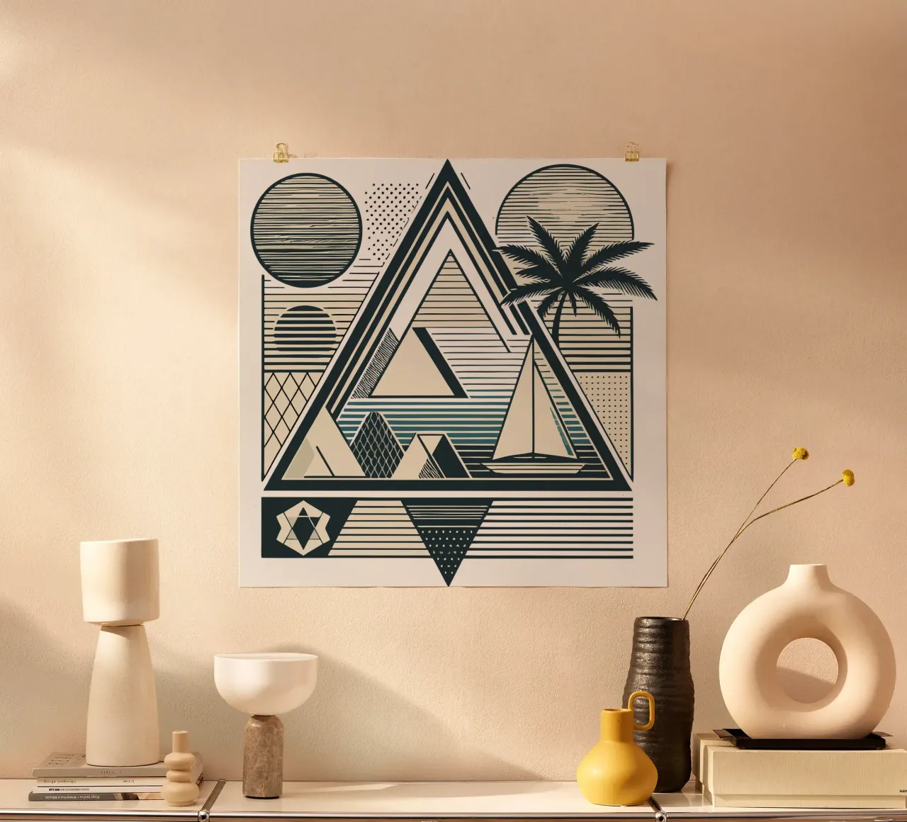 Fuga geometrica poster con telaio in legno da artdesign1985