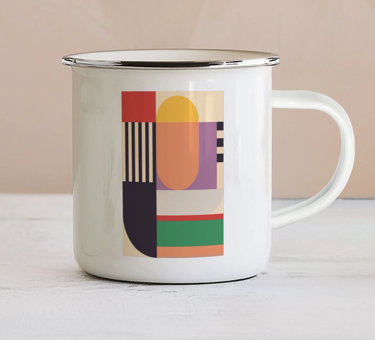 Geometric Abstraction 020 enamel mug by Gaite