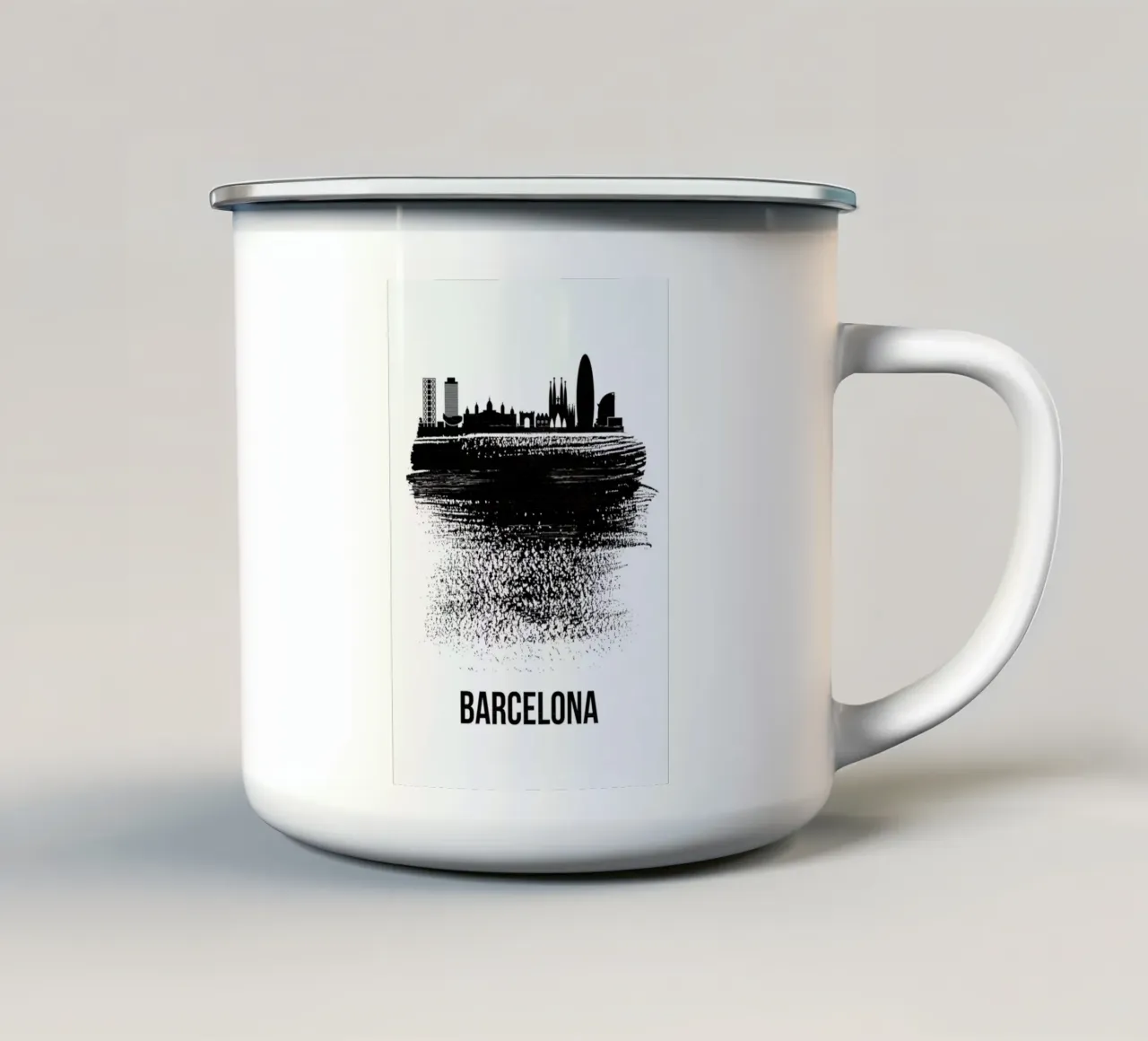 Barcelona Skyline Brush Stroke tazza in smalto da Naxart
