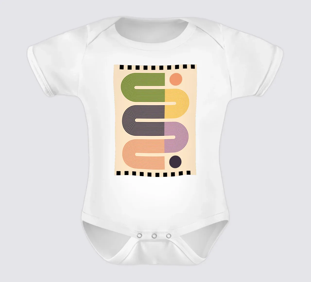 Geometric Abstraction 024 short-sleeve baby romper by Gaite