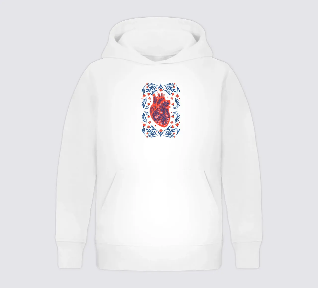 Cuore anatomico floreale felpa bambino con cappuccio da Wackapacka