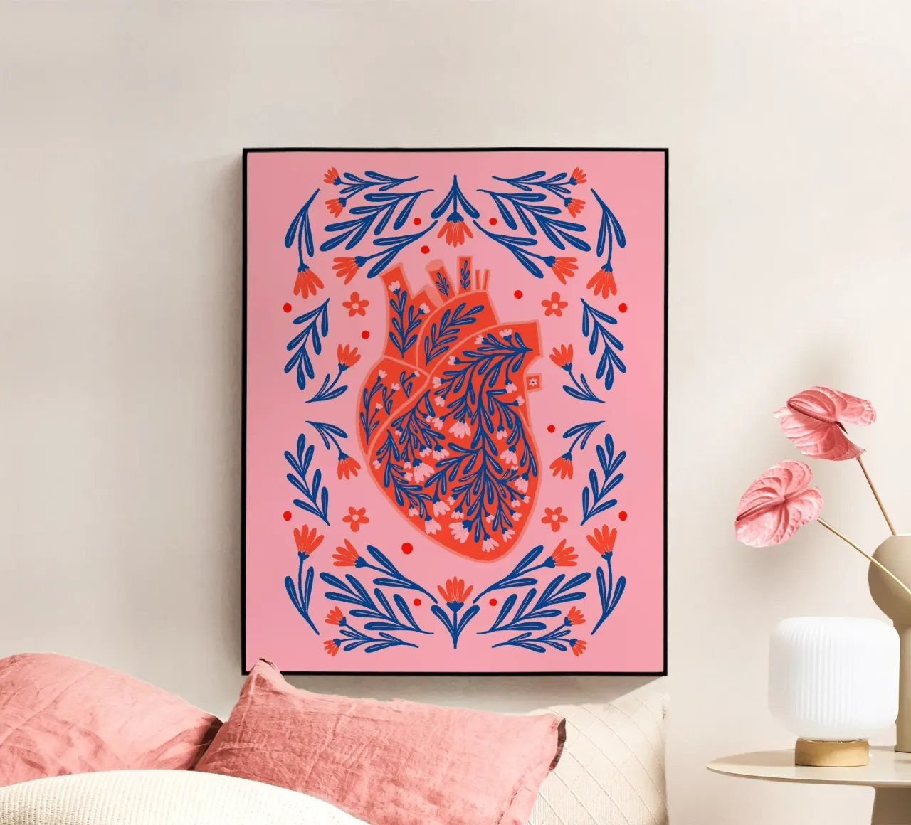 Cuore anatomico floreale plexiglass da Wackapacka