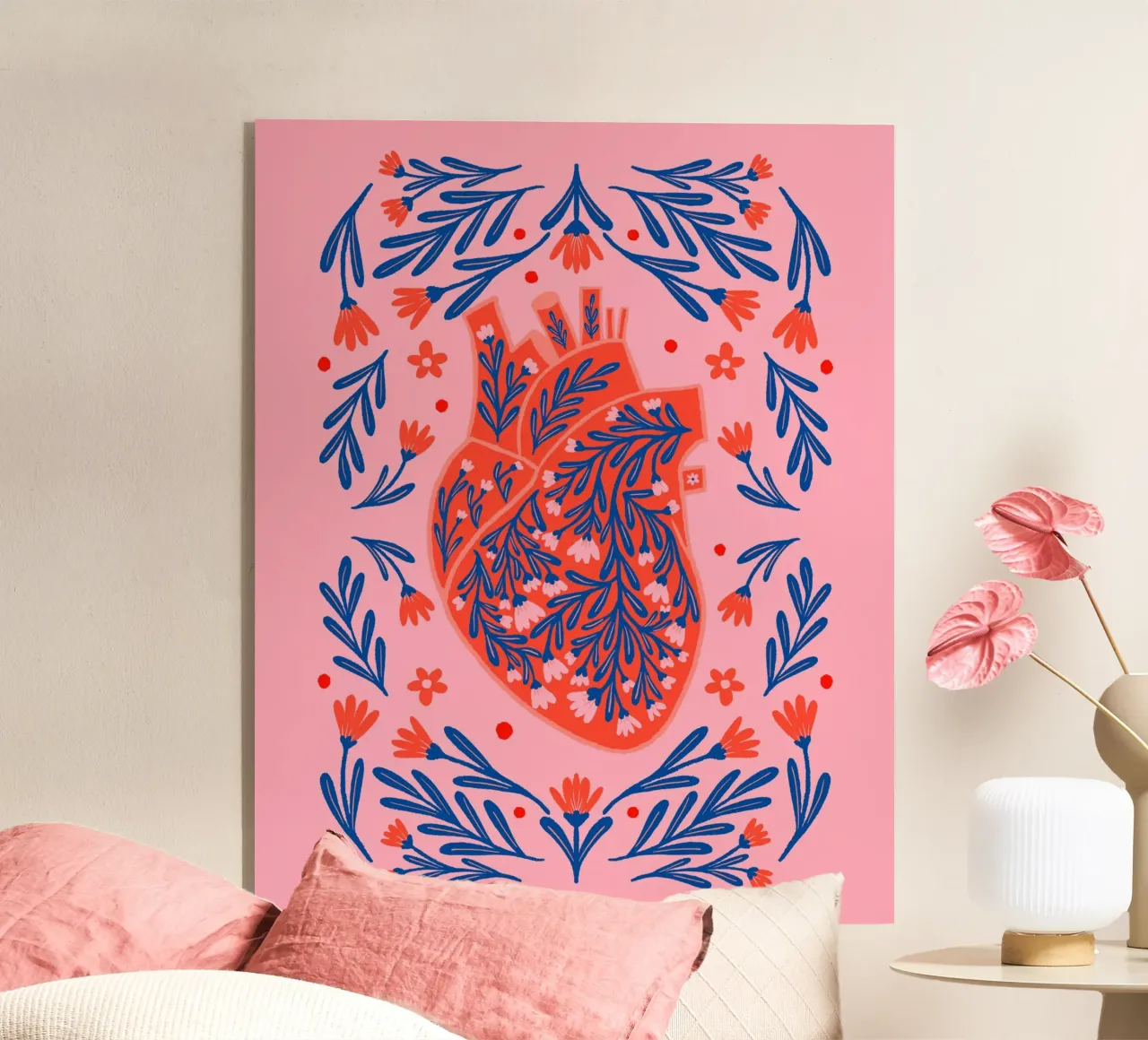 Cuore anatomico floreale plexiglass da Wackapacka
