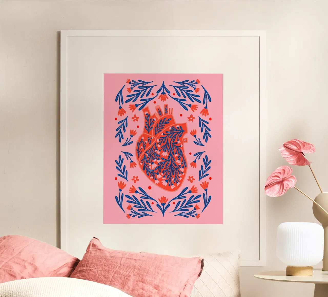 Cuore anatomico floreale carta hahnemühle da Wackapacka