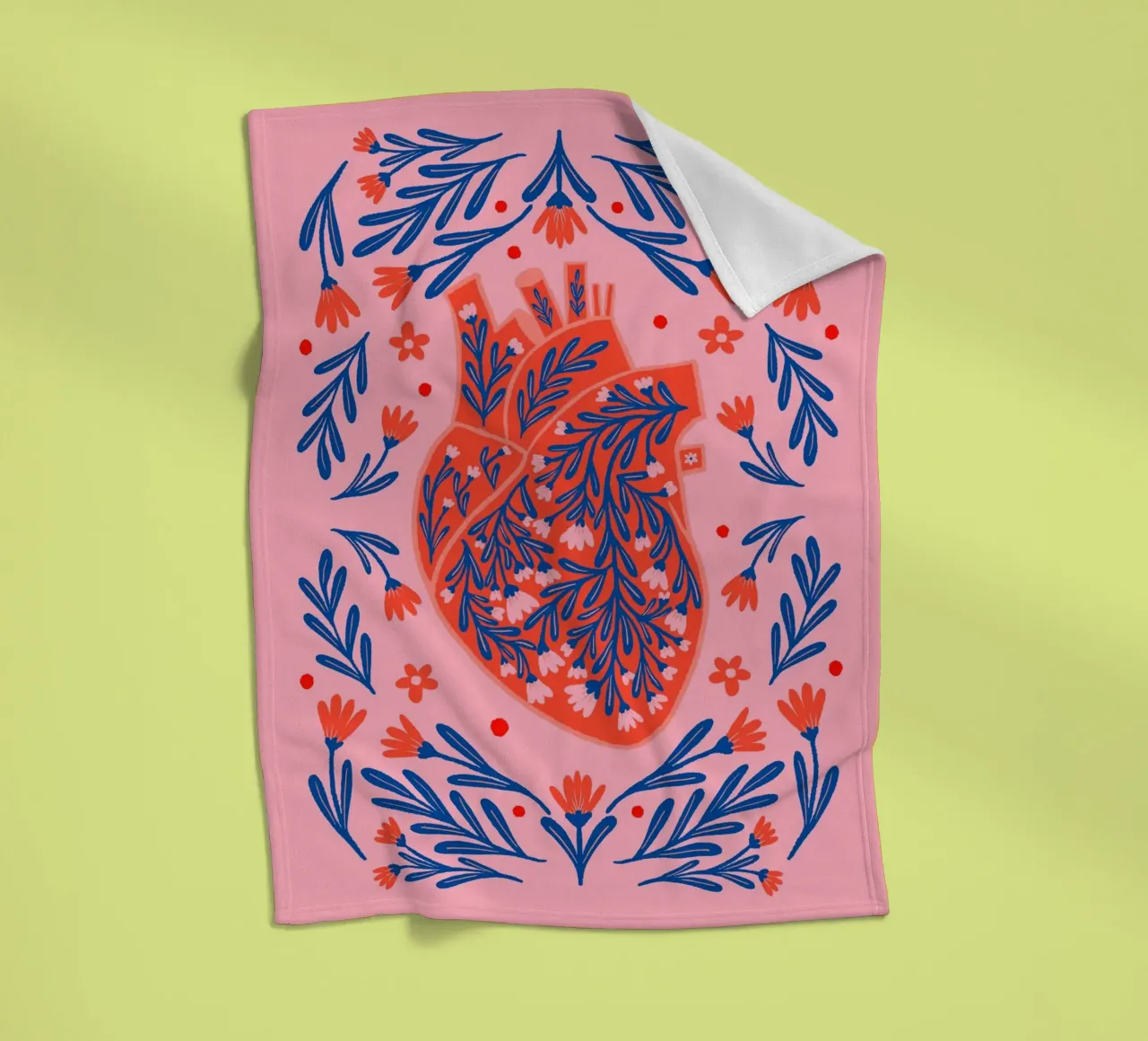 Cuore anatomico floreale coperta in pile da Wackapacka