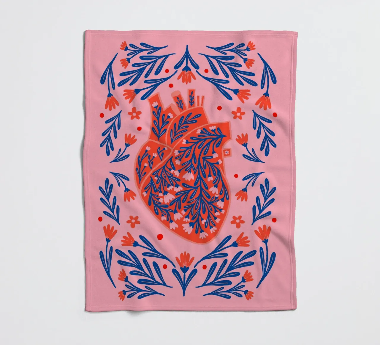 Cuore anatomico floreale coperta in pile da Wackapacka