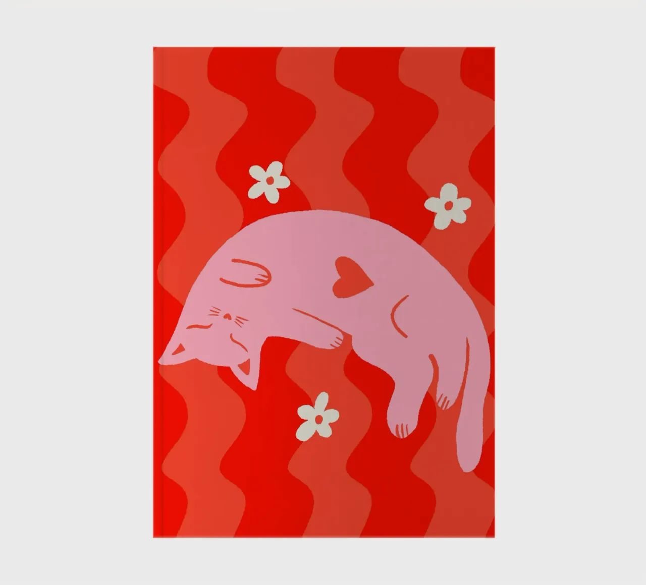 Pink cat with wavy background notebook by Wackapacka