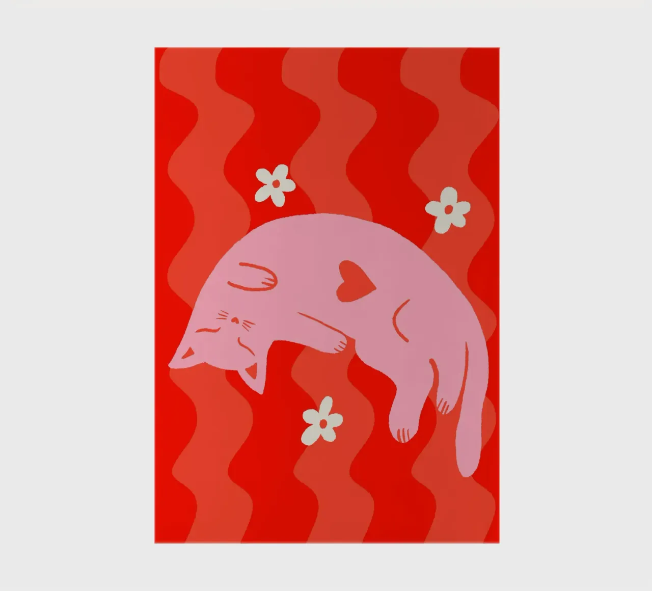 Pink cat with wavy background notebook by Wackapacka