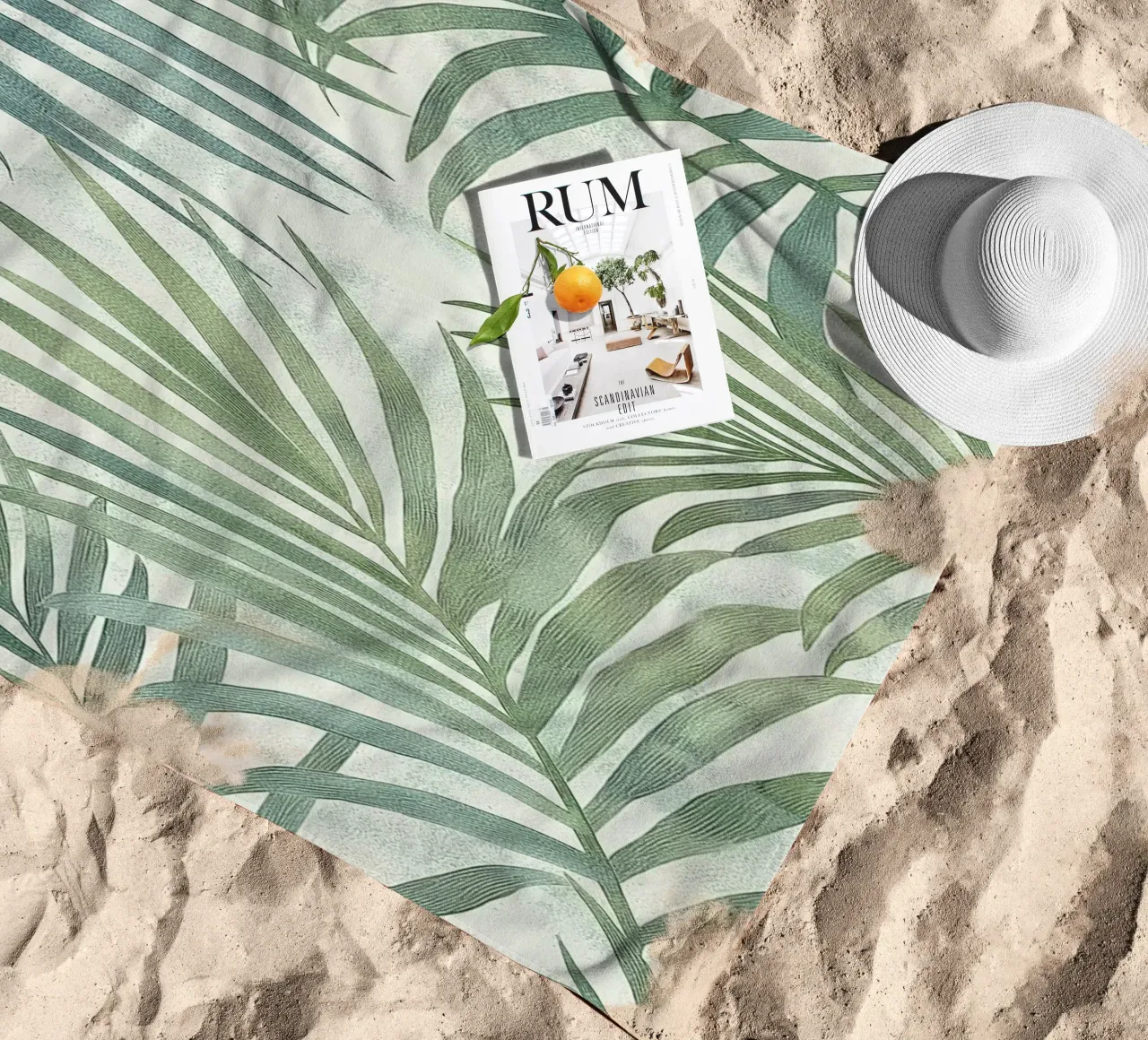 Foglie di palma botaniche Boho Tropical Greenery Piante d'arte telo mare da Gentle Echoes Art