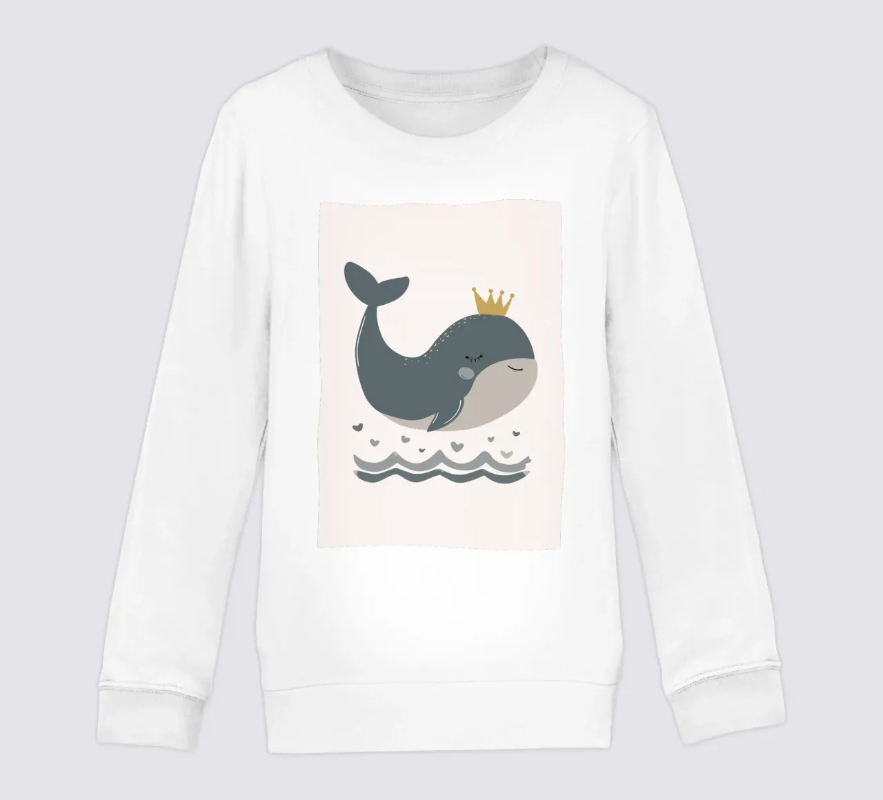 Whale with crown kids sweatshirt by KidzStudio