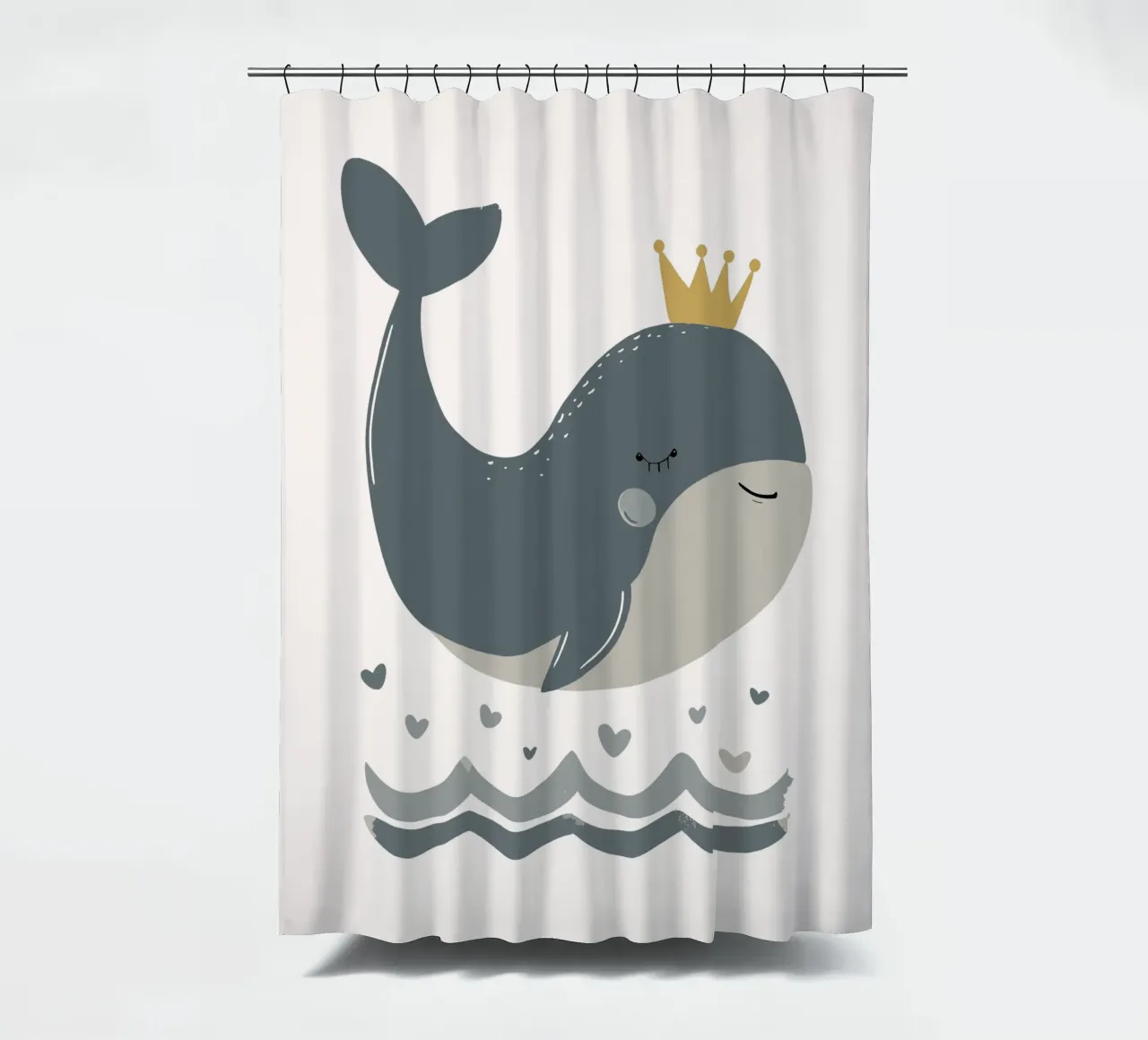 Whale with crown shower curtain by KidzStudio