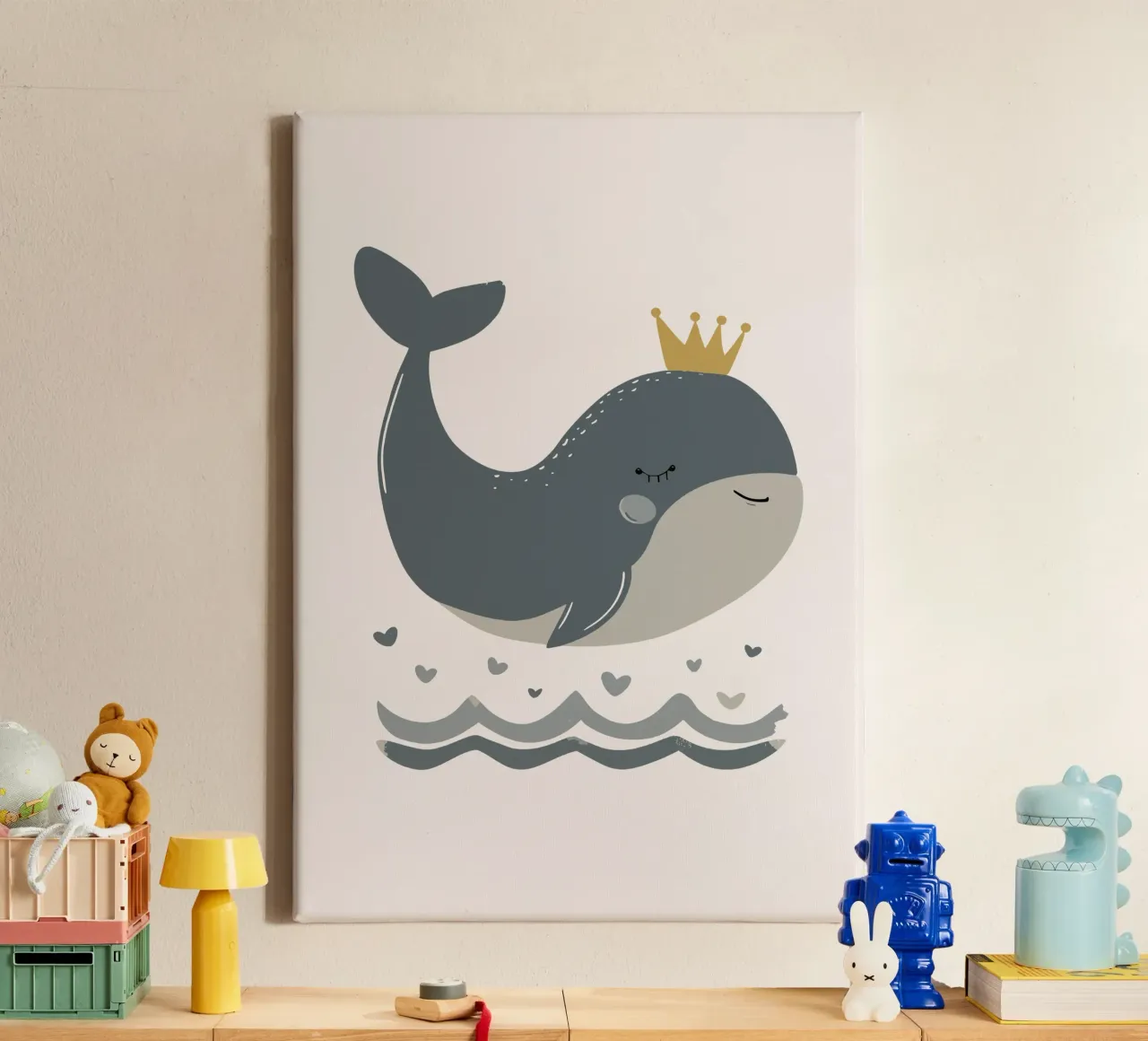 Whale with crown canvas by KidzStudio