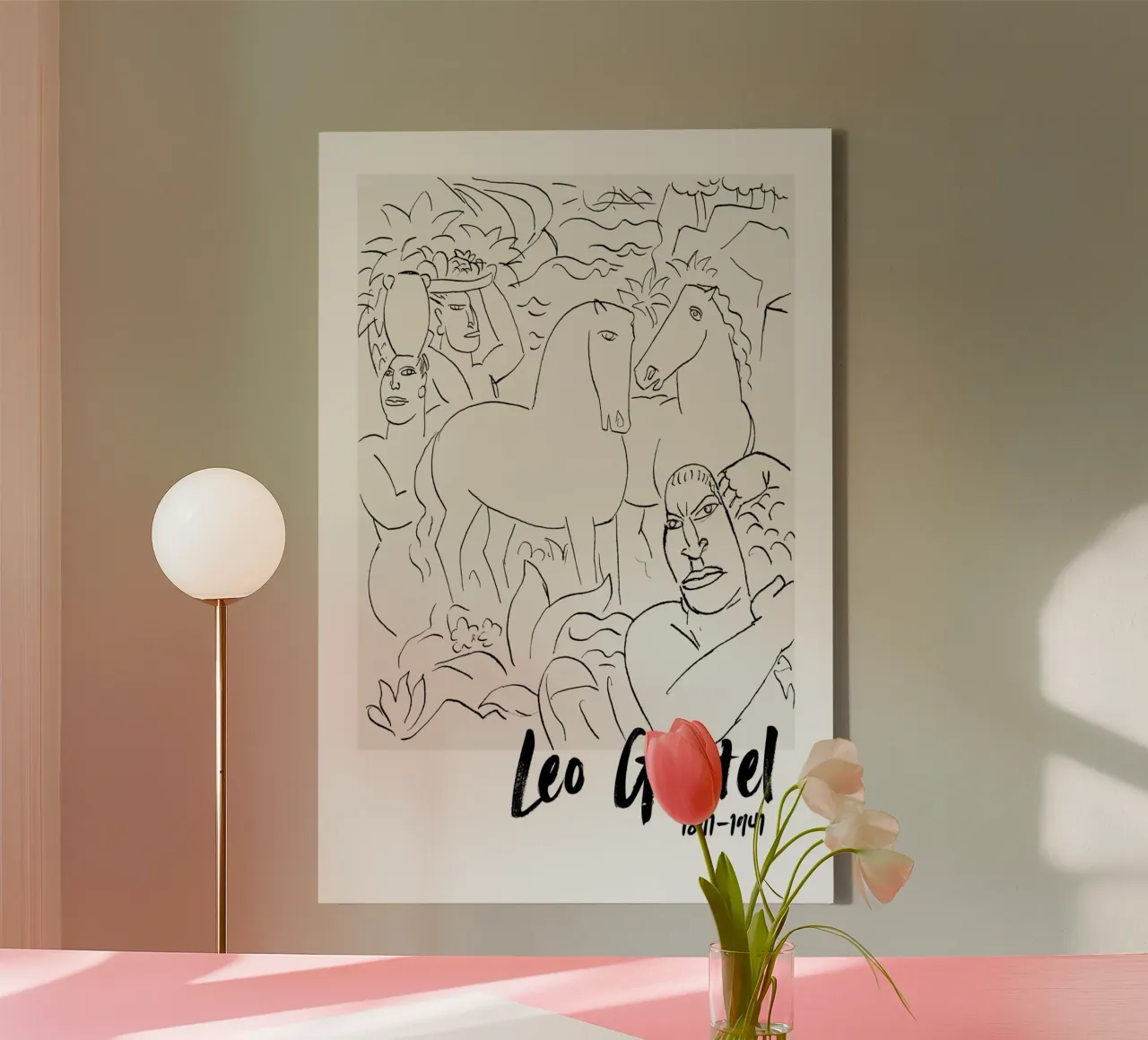 Abstract landschap canvas met Baklijst van Second Canvas