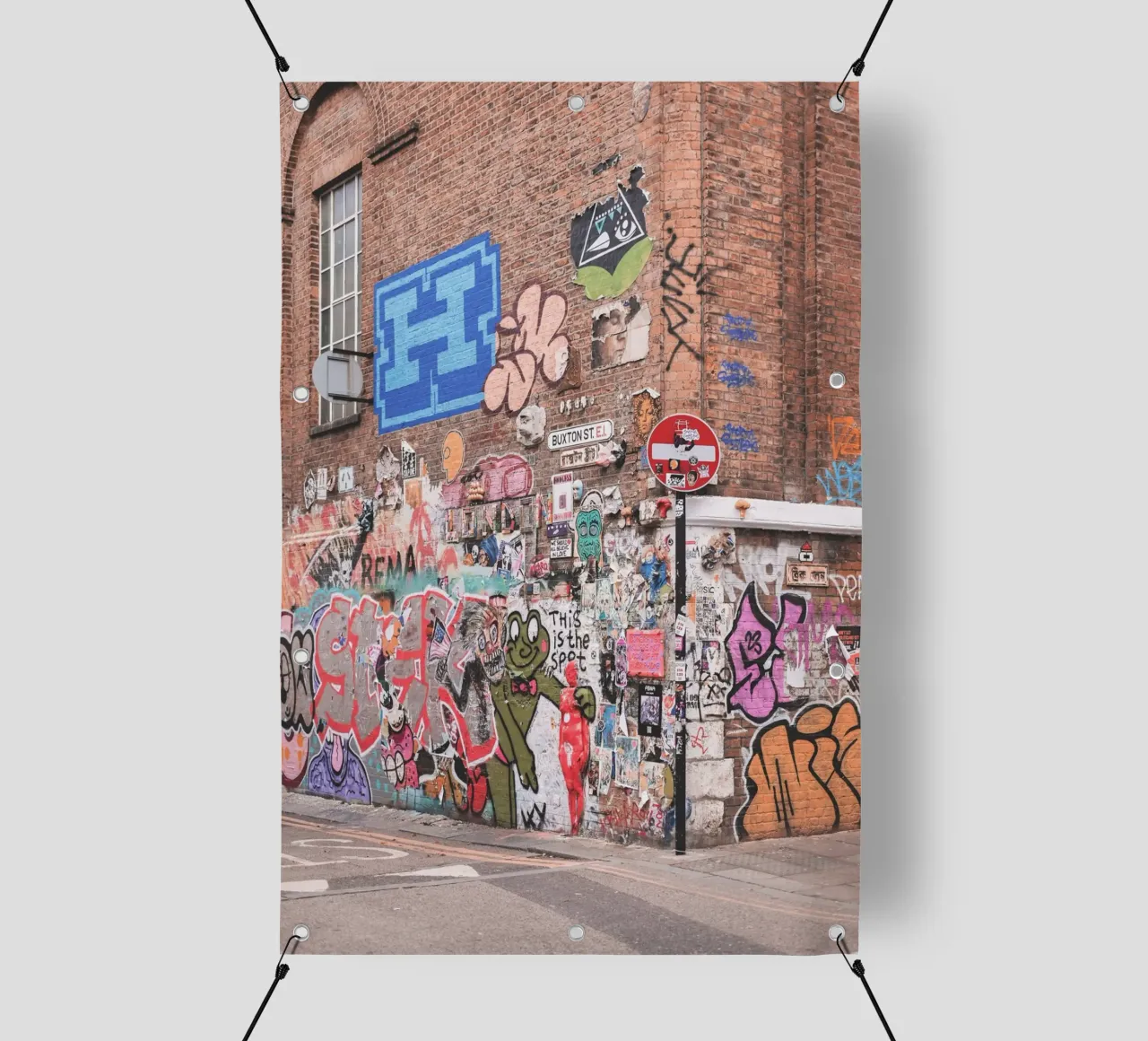 Londra, Inghilterra I Graffiti colorati di street art Shoreditch telo in pvc da Julie Travel Photography