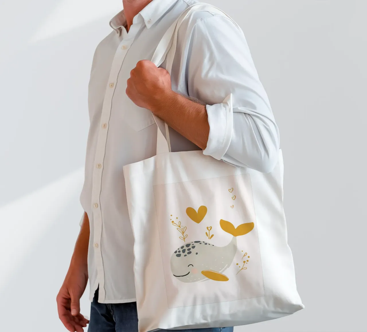 cute whale motif - Lovely wall art tote bag by KidzStudio