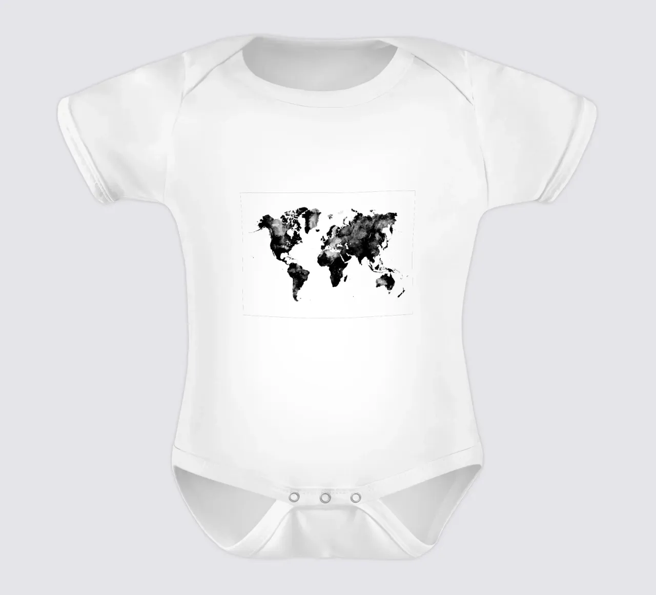 Carte du monde en noir et blanc body bébé de Justyna Jaszke JBJart