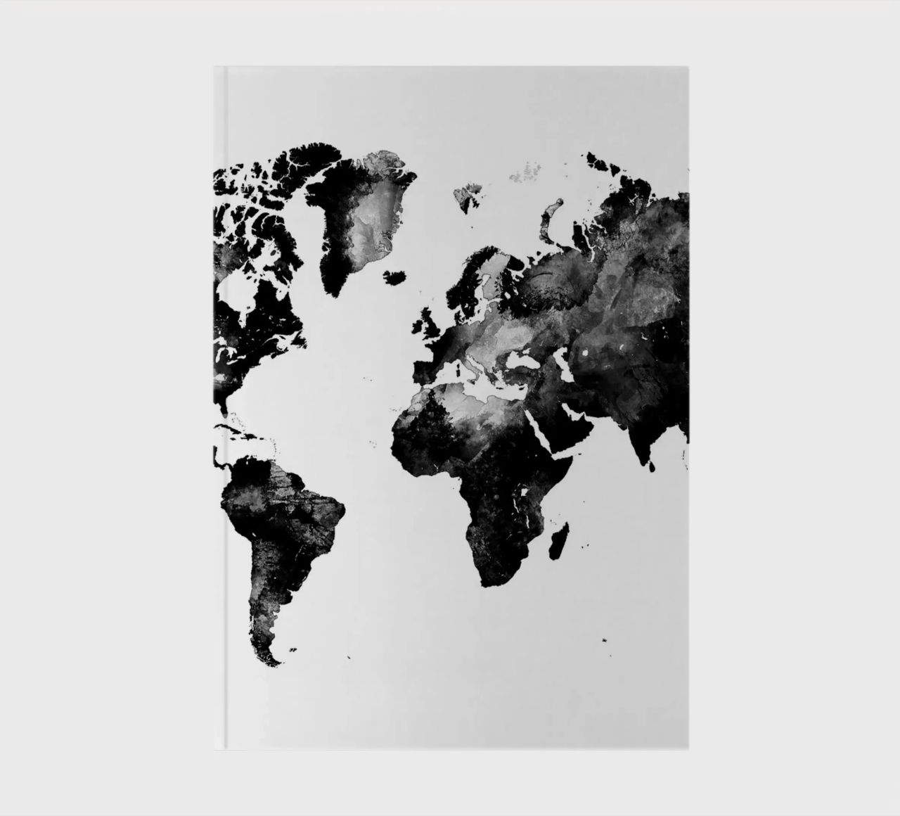 Black and white world map notebook by Justyna Jaszke JBJart