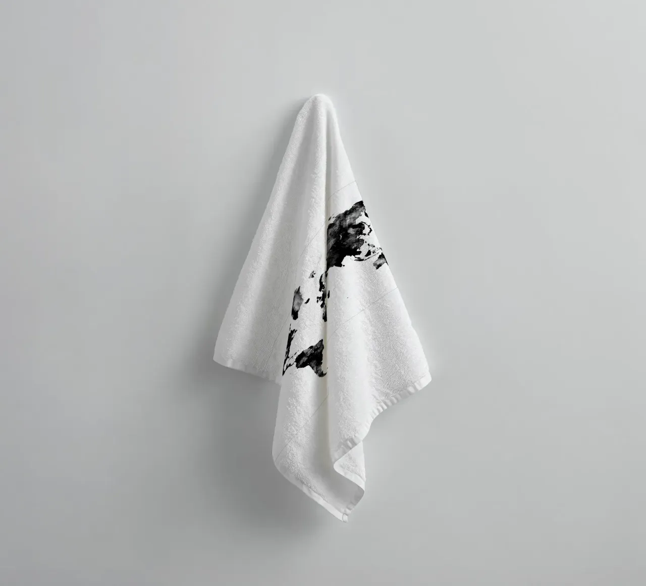 Black and white world map towel by Justyna Jaszke JBJart
