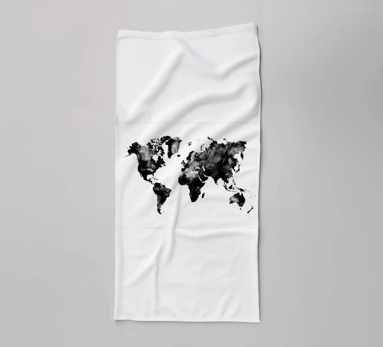 Black and white world map towel by Justyna Jaszke JBJart