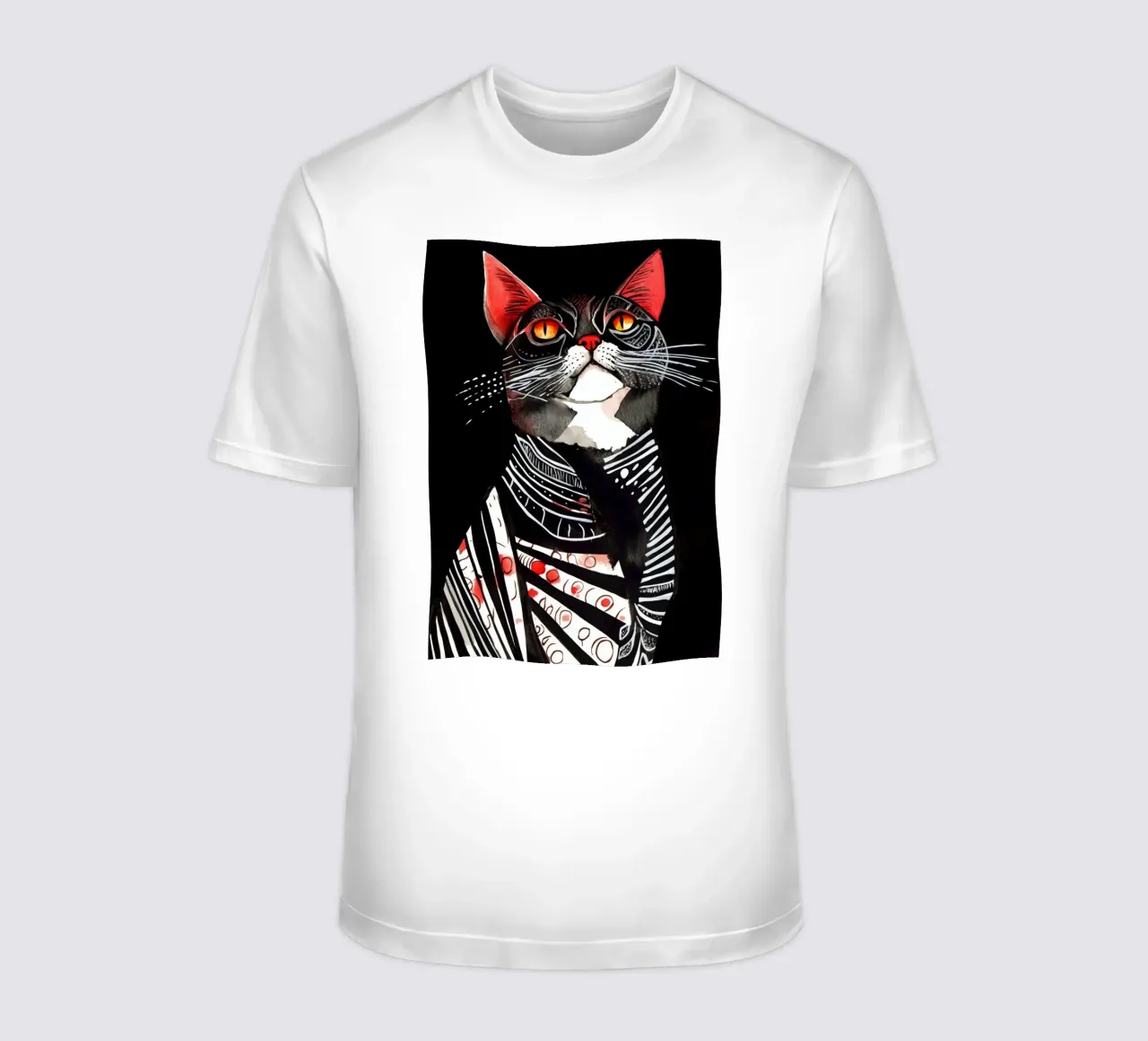 Gatto acquerello Stella t-shirt da Justyna Jaszke JBJart